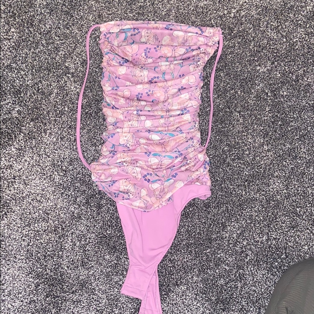 Pink Floral Ruched Jumper